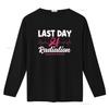Womens Last Day Of Radiation Heartbeat Breast Cancer Awareness T Shirt Black 2XL vintage Washed Casual Soft streetwear homme