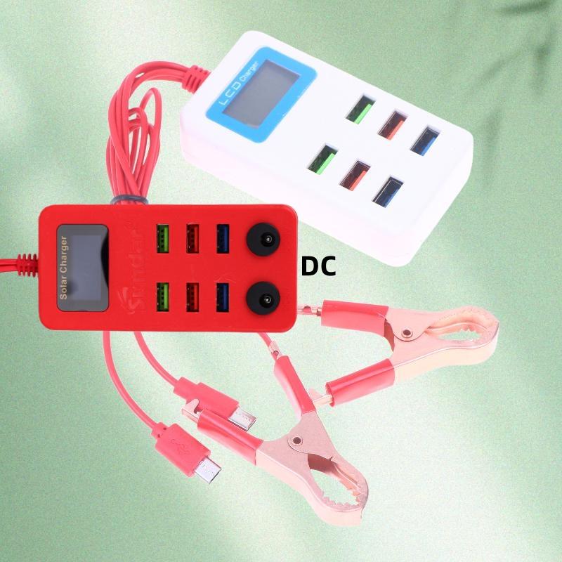1 шт. Универсальное 6 USB с ЖК-дисплеем, зажим, 12-24 В, многофункциональное зарядное устройство с зажимом для мобильного телефона, быстрая зарядка, аксессуары для DIY