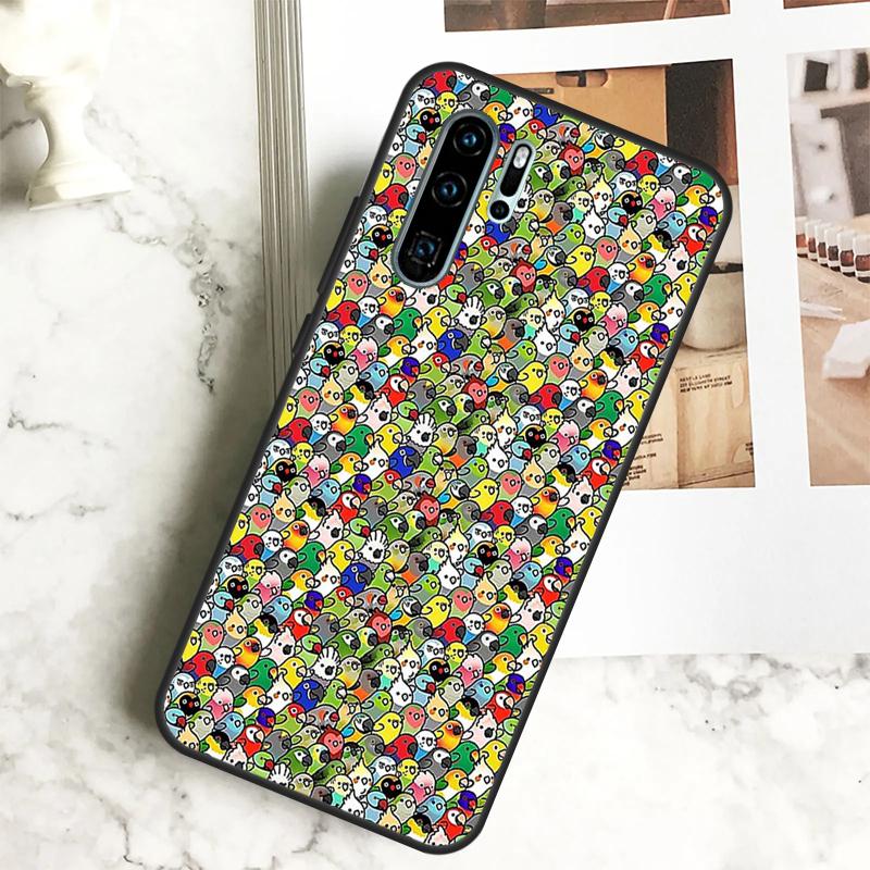 Cartoon Cockatiel Collage For Huawei Nova 10 SE 9 11 Pro Y60 Y70 Y90 Y61 Y91 Y72 Y73 12i 11i 8i P20 P30 P40 Lite Case