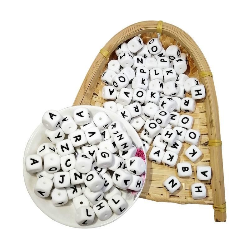 26 шт. AZ 12 мм, силиконовые бусины с буквами, детские прорезывания зубов, английские буквы алфавита, без BPA, бусины, подарки для детского душа