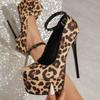 Сексуальные женские туфли-лодочки с леопардовым принтом, большие размеры 35-42, с круглым носком, на очень высоком каблуке, новинка весны, женские туфли на платформе для вечеринок, офисные