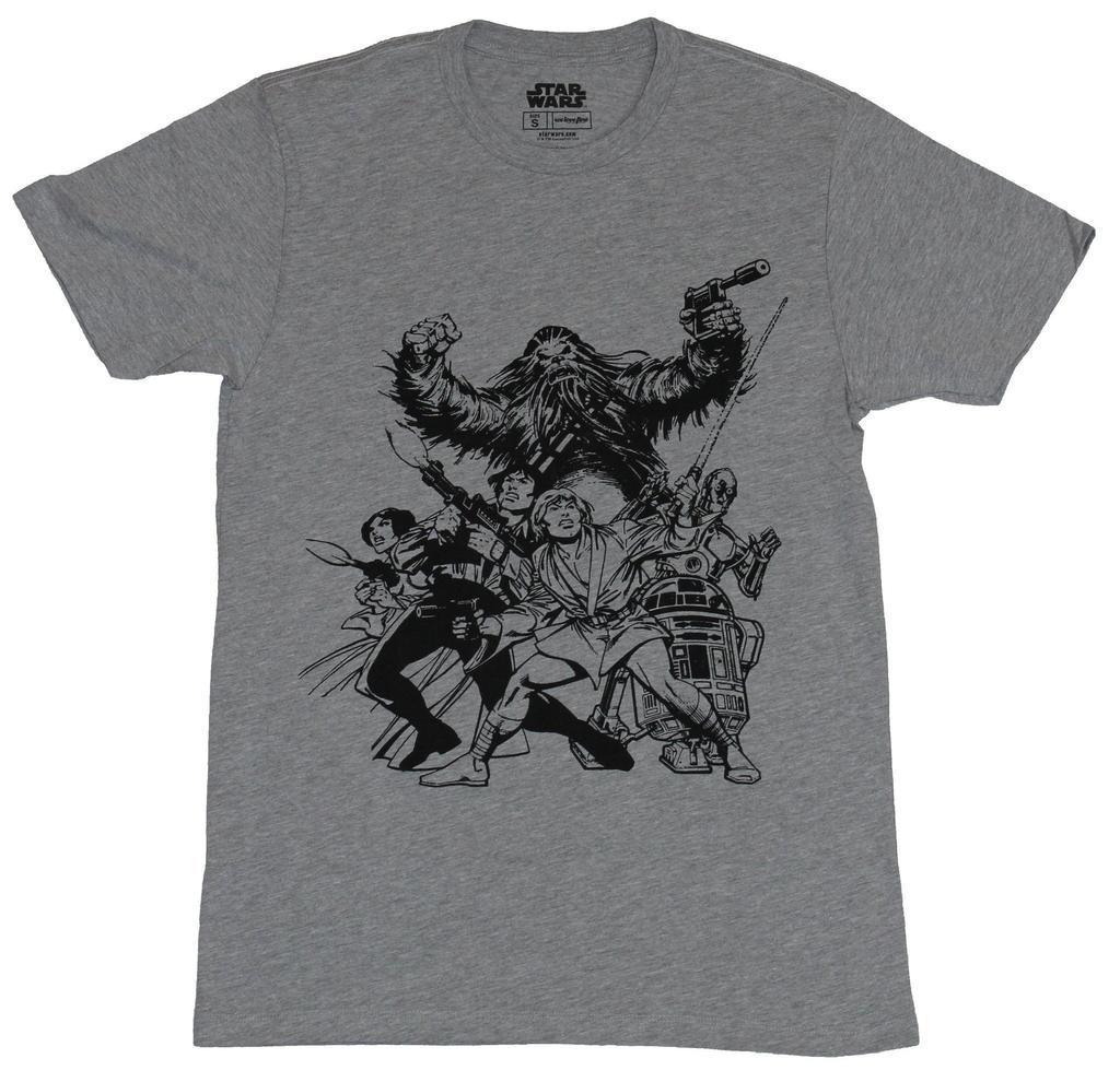 Star Wars Adult New T-Shirt - Black Sketched Rebels Backed in Ready to Fight