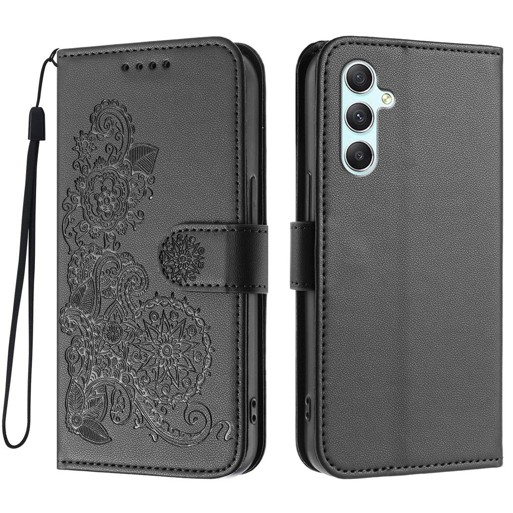 For Samsung Galaxy A34 5G Phone Cases Mandala Flower Leather Wallet Mobile Cover with Strap