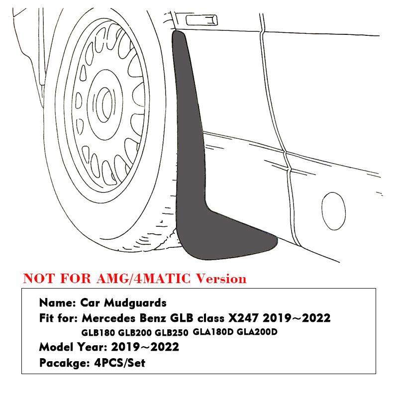 Для Mercedes Benz GLB Class X247 ~ 2022 Брызговики автомобиля Брызговики Брызговики Аксессуары Duraflap 4x4
