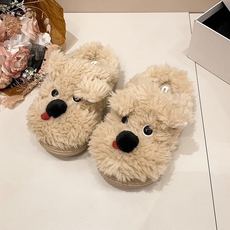 Женские милые мультяшные плюшевые тапочки - Теплые и теплые хлопковые зимние домашние тапочки на толстой подошве для девочек, сладкие плюшевые повседневные комнатные туфли