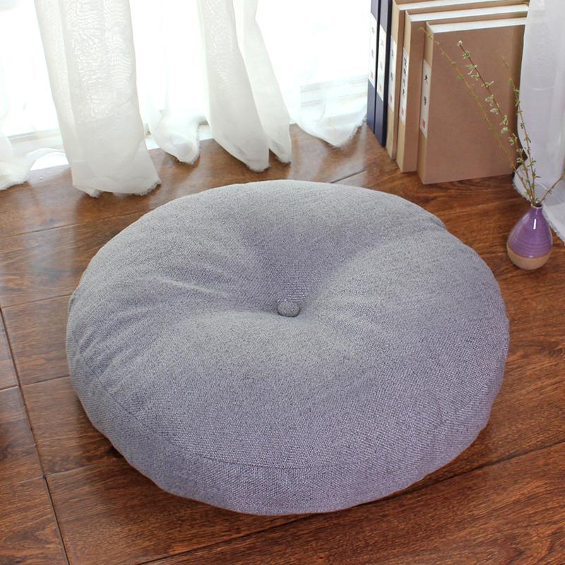Degrees of Comfort Meditation Floor Pillow- Solid Color Round Cotton Linen Cushion Tatami Soft Seat Cushion for Home Bedroom Living Room