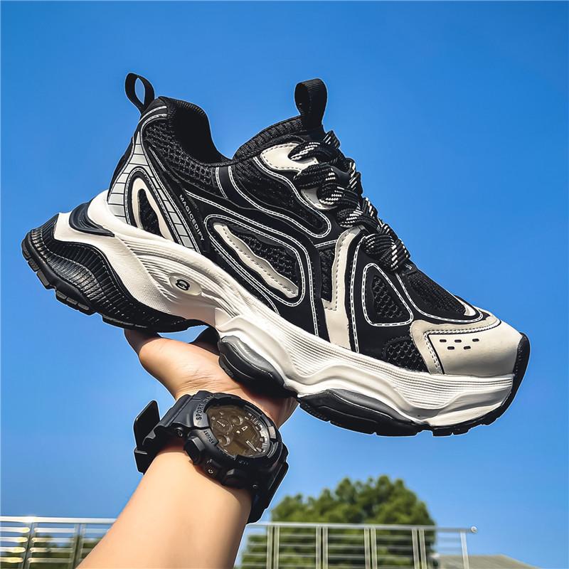 Мужская обувь 2024 года, новая осенняя дышащая сетчатая модная популярная обувь для пап, молодежная обувь для отдыха, спорта, на платформе, модная обувь