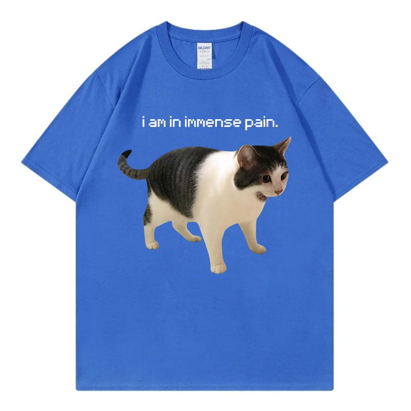 I An In Imunisexse Pain Screaming Cat Meme Graphic T Shirts High Street Fashion Trend Tshirt Unisex Casual Loose Cotton Tshirts