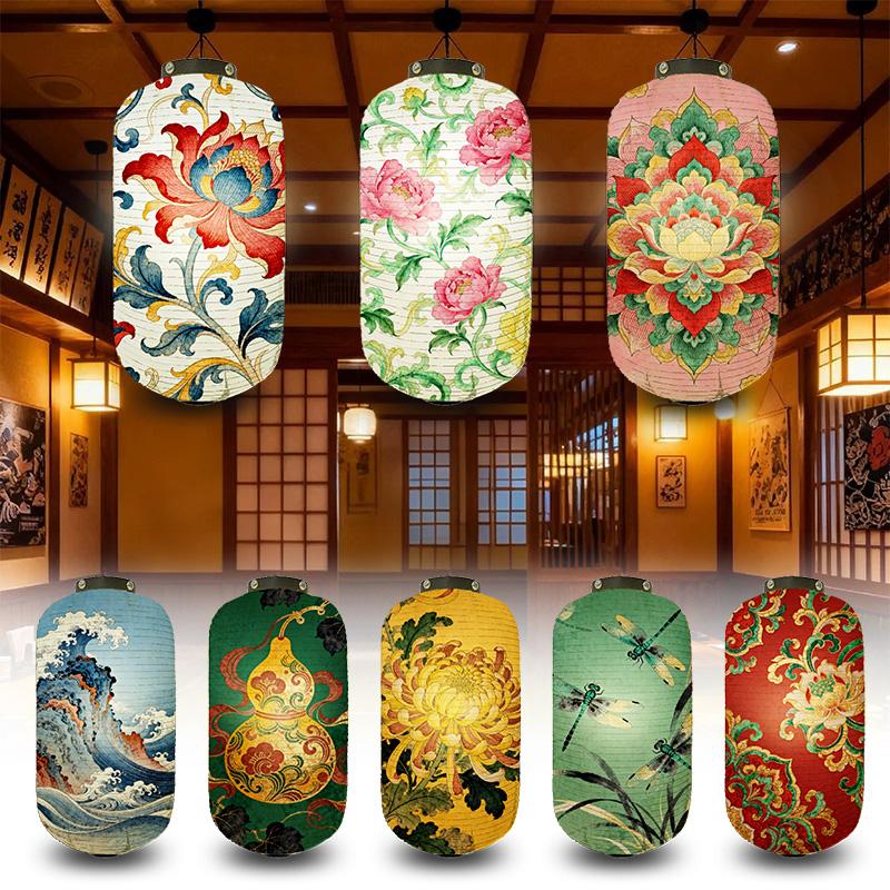 Japanese Style Antique Sakura Printed Paper Lantern Izakaya Pub Restaurant Advertising Sign Wedding Party Decor Festival Hanging