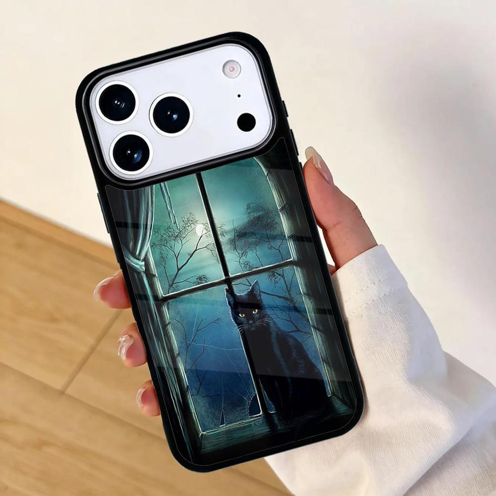 Чехол для телефона Хэллоуин Колдовство Черная Ведьма Кот Для Apple iPhone 17 air 16 Pro Max 15 Pro Max 14 13 12 11 Mini Задняя крышка