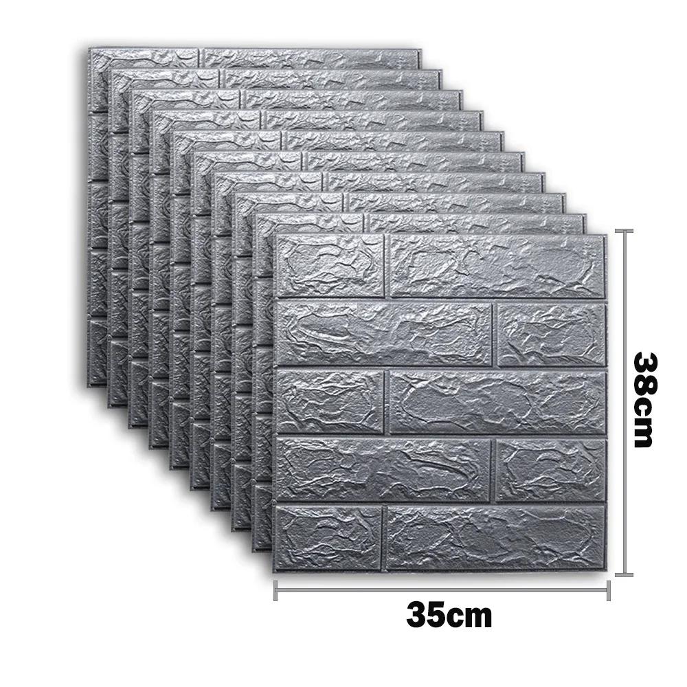 10 шт. Самоклеящийся декор 3D Пенопластовые наклейки на стену Панель Комната Водонепроницаемые отклеивающиеся Кирпичные обои для внутренней отделки