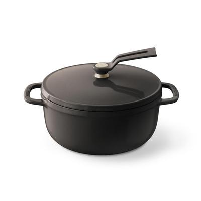 Литая эмалированная кастрюля 18 см, цвет лесной орех, безводная, для приготовления пищи, безводная, для выпечки, специальная книга рецептов, в комплекте кастрюля для духовки с 2 отдельно стоящими крышками OP2R18S-BR