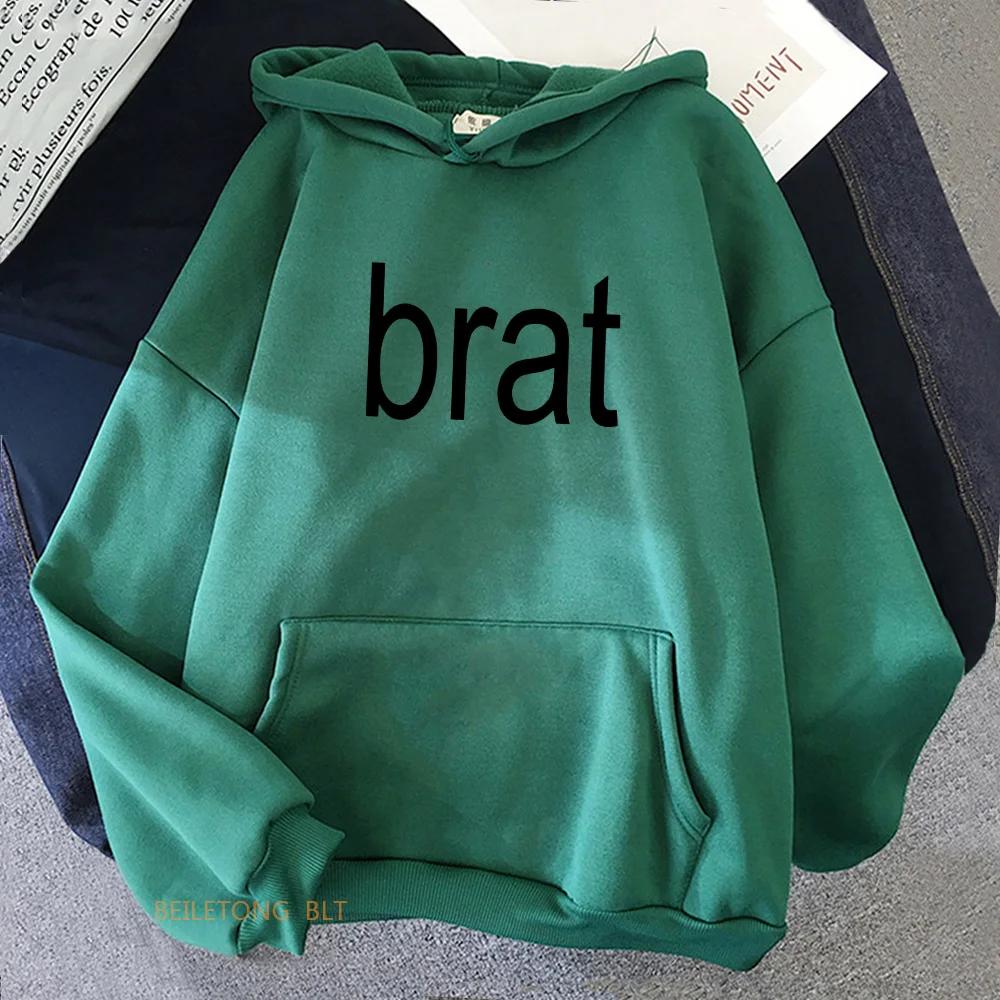 Charli XCX Brat Green Hoodies 2024 Альбом Графический Принт Толстовки Уличная Одежда Женские Рубашки Длинные Рукава Женщины Sudaderas