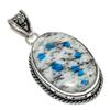 K2 Blue Azurite Gemstone Handmade 925 Sterling Silver Jewelry Pendant 2.25" D1d15