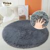 Green Round Shaggy Rug Soft Fluffy Long Hair Floor Mat For Living Room Sofa Chair Bathroom Kids Room Decoration