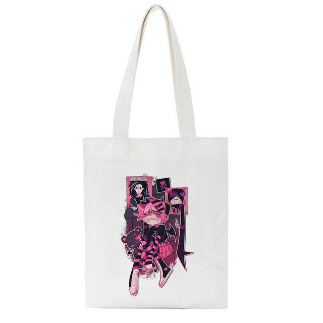 Холщовая сумка через плечо в стиле аниме High Street Y2k, модная подростковая школьная сумка-тоут в стиле хип-хоп, готическая большая вместительная панк-веселая эмо, женские сумки Kpop