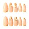 24 Nail Art High Fashion Three-Dimensional Gilt Design Pearl Long Almond Wearing Nail
