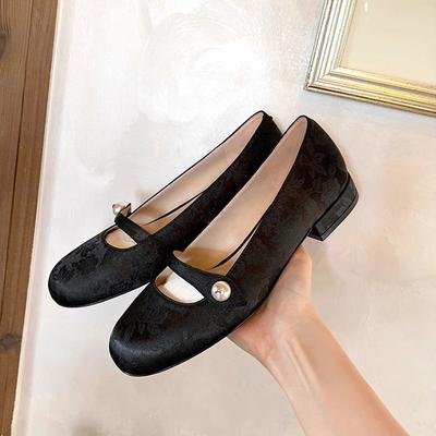 Су Иньинь Снег цветущей груши~ Гуофэн Новые китайские туфли Мэри Джейн с жаккардом и жемчужной застежкой, женские туфли на среднем каблуке