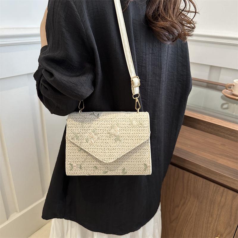 Ротанговая сумка-мессенджер на плечо Модная Вместительная Богемная Сумка из плетеной травы Ручной работы Плетеный Отпускной Кроссбоди для женщин CLE
