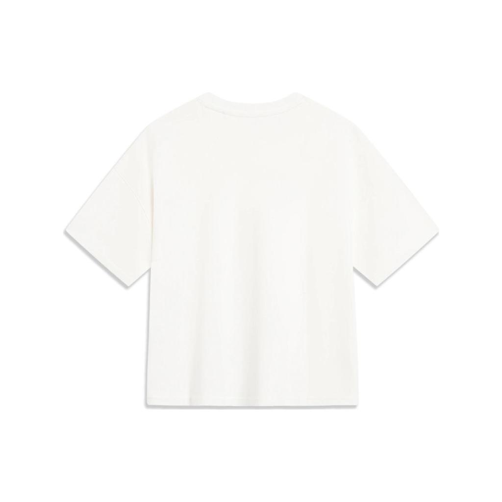 Li Ning X Disney Collaboration Stitch Cartoon Print Loose Short Sleeve T-Shirt Women Tops Off-White AHST498-1