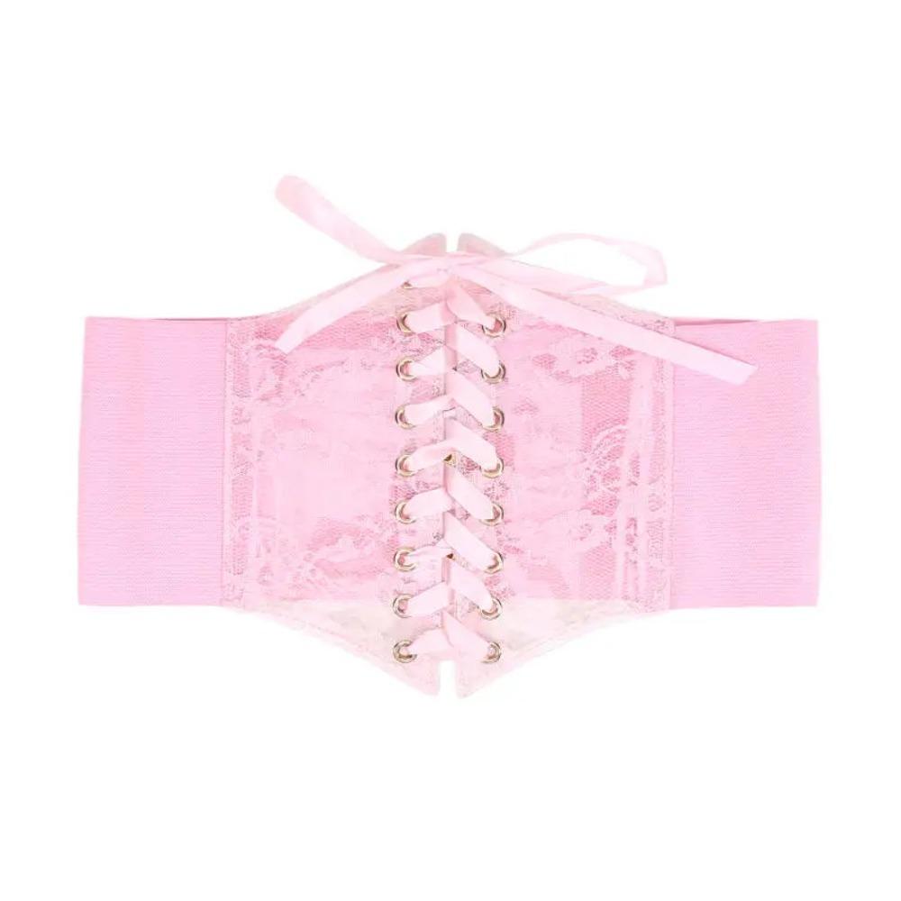 Transparent Lace Lace-up Corset Belt Flower Embroidery Women's Cummerbunds Special Occasions