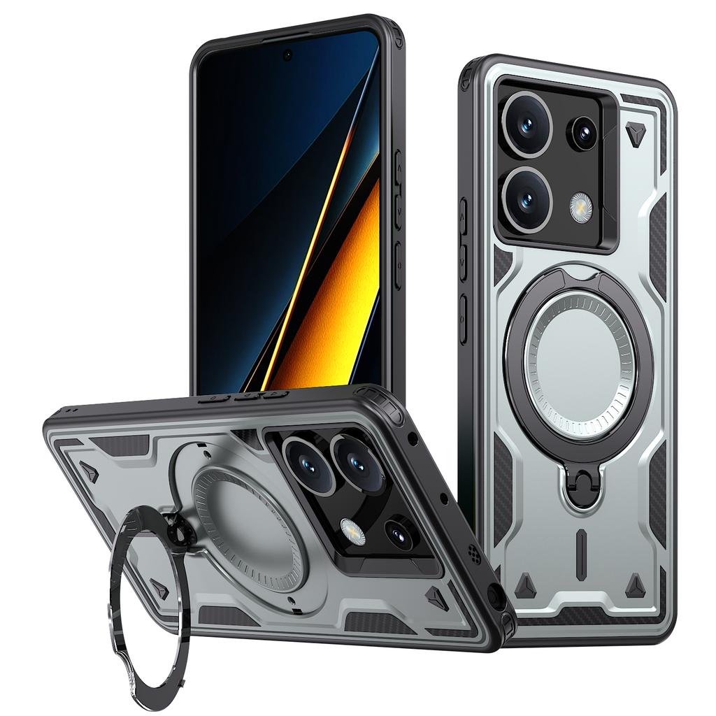 For Xiaomi Poco X6 5G Case Compatible with MagSafe Military Protection PC+TPU Kickstand Phone Cover