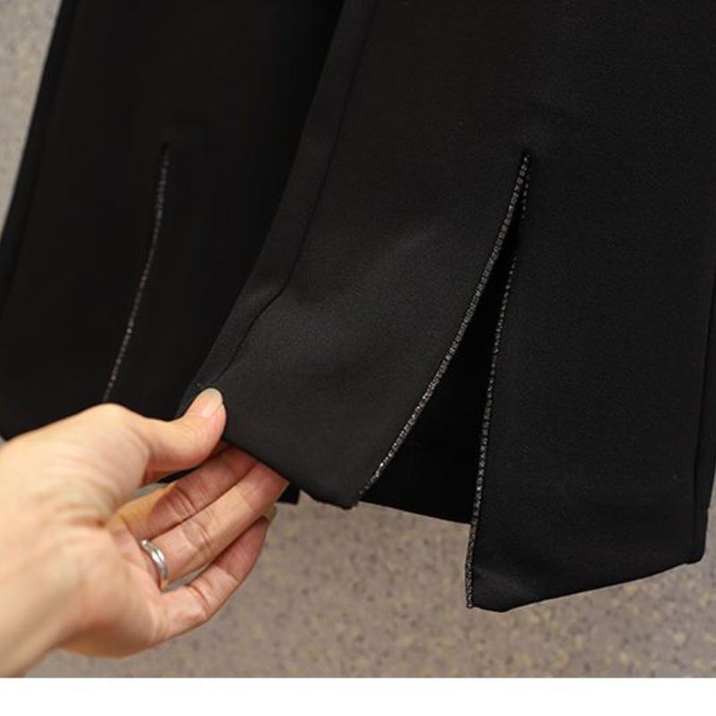 Плюс размер Весна Темперамент Профессиональный Костюм Модная Рубашка С Лацканами Микро-Отложной Воротник Брюки Костюм Из Двух Частей Женщин