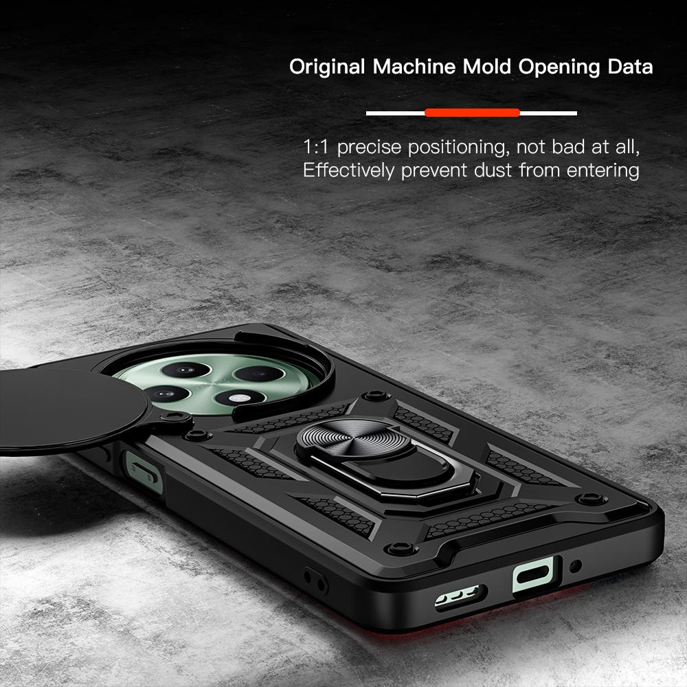 KEYSION Противоударный чехол для OPPO Reno12 F 5G Slide Push Pull Camera Защитное кольцо Подставка для телефона Задняя крышка для OPPO Reno 12 F 5G