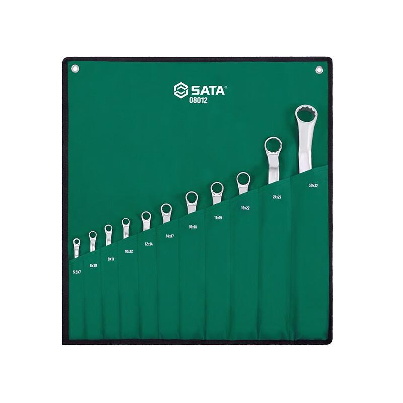 SATA 08012 Набор из 11 двусторонних рожково-накидных ключей, полностью полированный