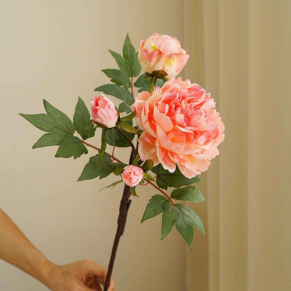 3 Heads Artificial Peony Flowers Bouquet Realistic Simulation Peony Wedding Party Decor