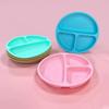 Round Silicone Meal Tray Food-Grade Three-Compartment Suction Cup Design Shatter-Resistant & Heat-Resistant Baby Food Tray