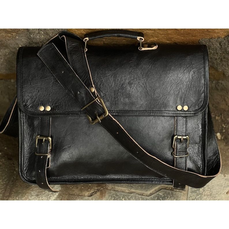 Leather Messenger Bag Laptop Bag Black Bag Leather Satchel Bag Briefcase Bag Side Bag Cross Body Bag