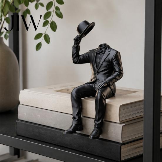 Office Desktop Decoration 3D Printed Sitting Gentleman Ornament, Minimalist Abstract Faceless Figurine, Figurine Aesthetic Art Sculpture for