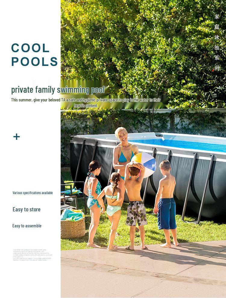 INTEX 26364 Супербольшой семейный прямоугольный каркасный бассейн с полным комплектом аксессуаров