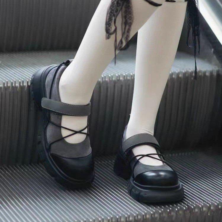 New Velcro Mary Jane women's shoes 2026 spring platform heightening black sports sandals ballet light mouth single shoes