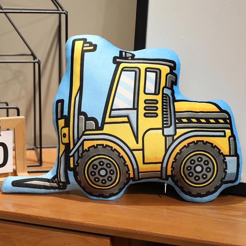 Веселые плюшевые игрушки-конструкторы Мультяшный бульдозер Экскаватор Грузовик Мягкая набивная кукла Подушка для обнимания Подушка для сиденья Подарок Детям Мальчикам Время для игр