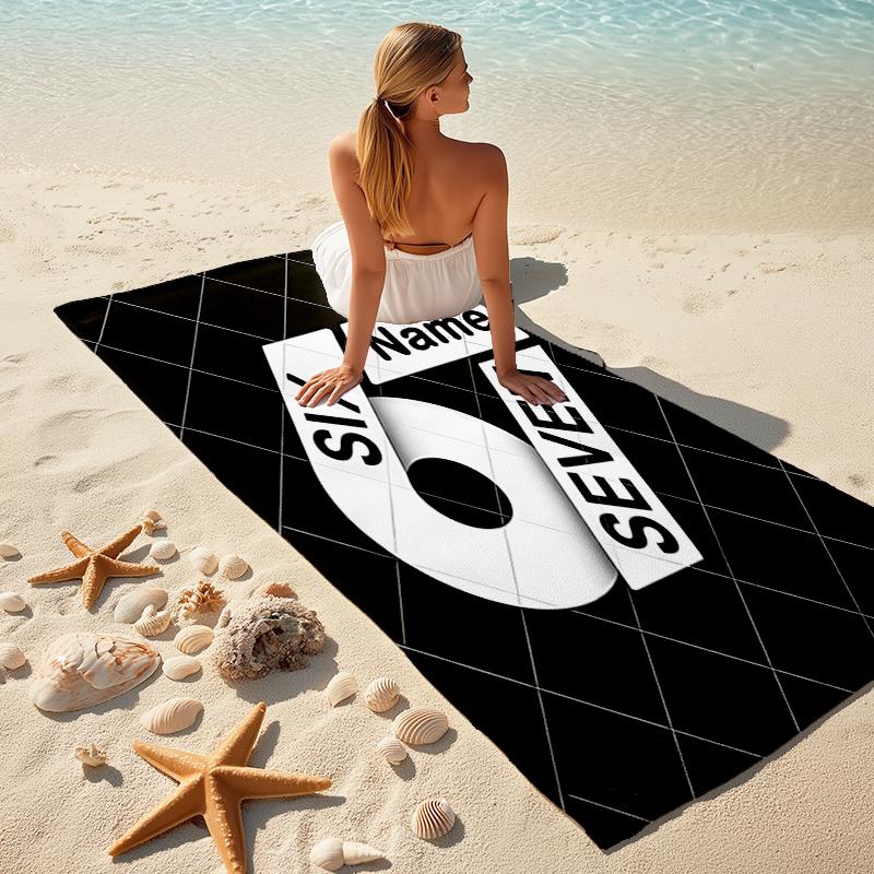 1PC Custom Name "Sixty-Seven Name Design" Beach Towel Highly Absorbent And Sand-Resistant Towel for Swimming, Pool, Yoga, And Travel Lightweight