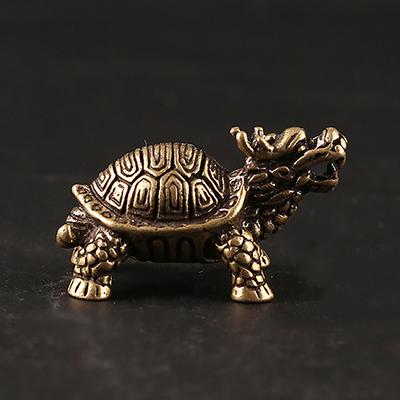 3D Латунная статуэтка Драконочерепахи, литье, миниатюрная металлическая фигурка животного, домашний декор, подарок
