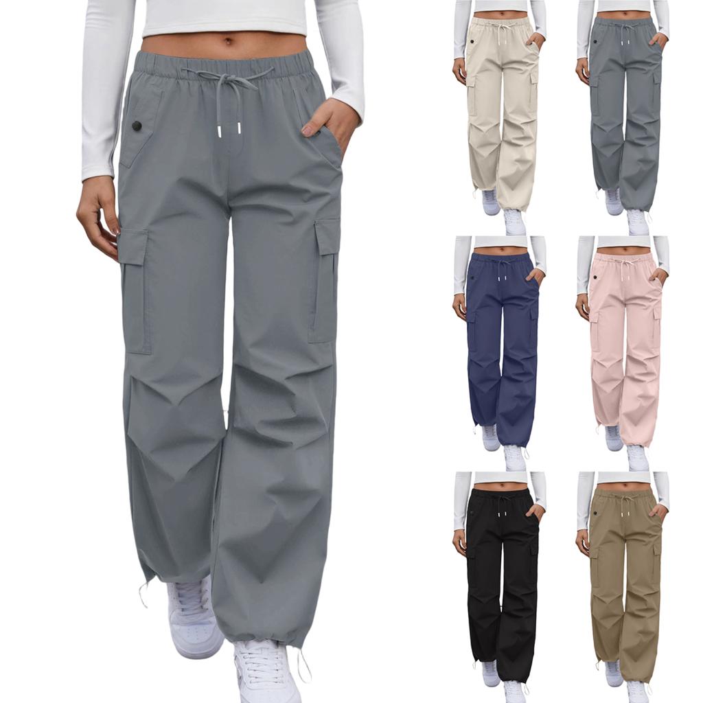 Women's Casual Pants Cargo Pants Elastic Waisted Hiking Pants With Pockets Lightweight Baggy Pants