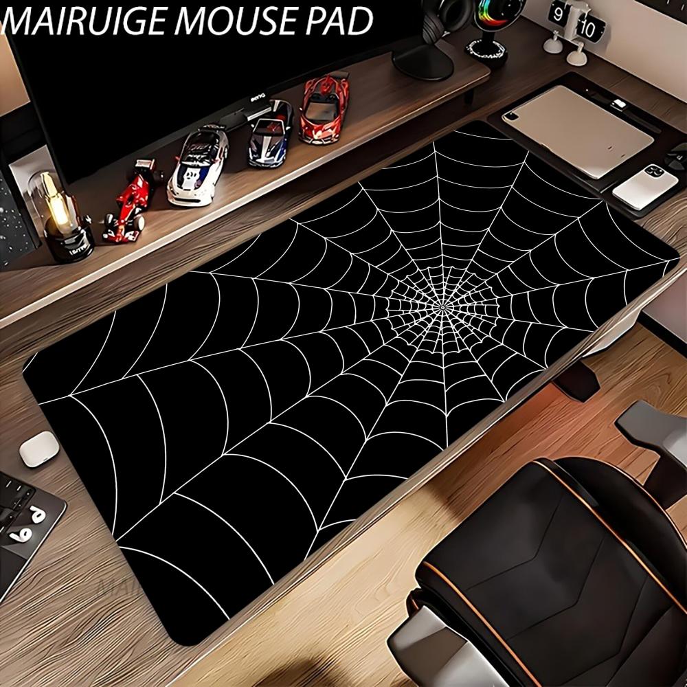 Spider Web Black Mouse Pad Large Computer Office Game Table Mat XXL Rubber Anti-slip Stitched Edge Keyboard Mats Long Desk Pads