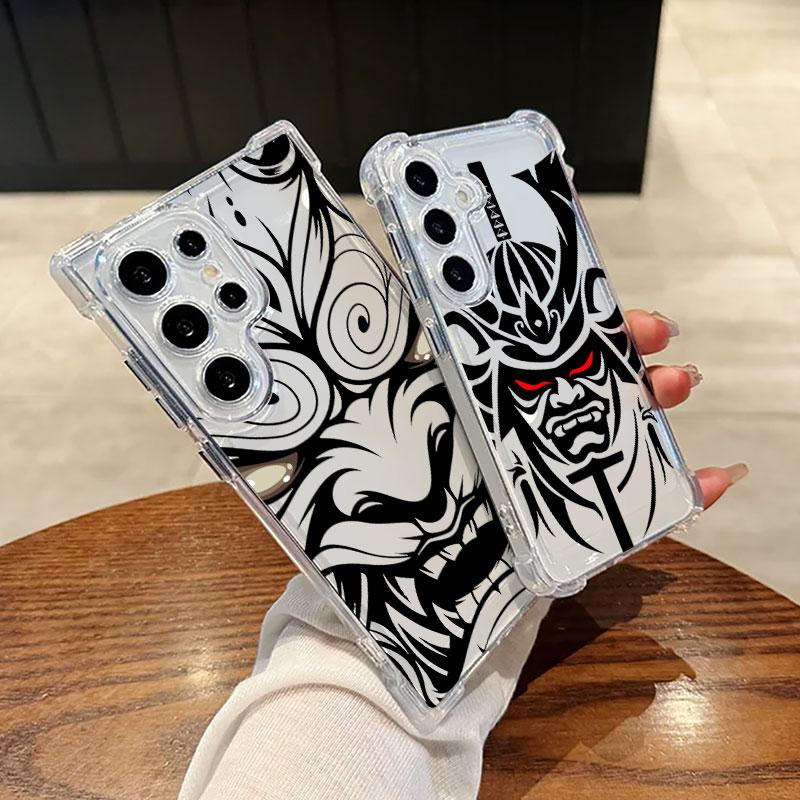 Маска-чехол для телефона Hannya Oni Warrior Ghost для Samsung Galaxy S25 FE S26 S24 S23 S22 S21 S20 Ultra S26 Plus S25FE Мягкий прозрачный чехол