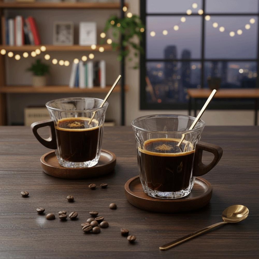 Wooden Plate Coffee Tea Set Heat-resistant Coffee Mug Exquisite Milk Tea Cup Office