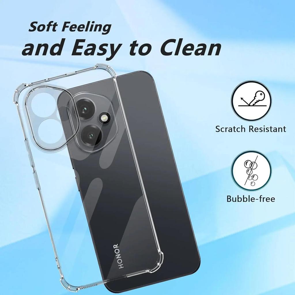 Clear Four-Corners Shockproof TPU Soft Case For Honor X6 X6A X6B X7 X7A X8 X8A X8B X9 X9A X9B Sillicone Transparent Phone Cover
