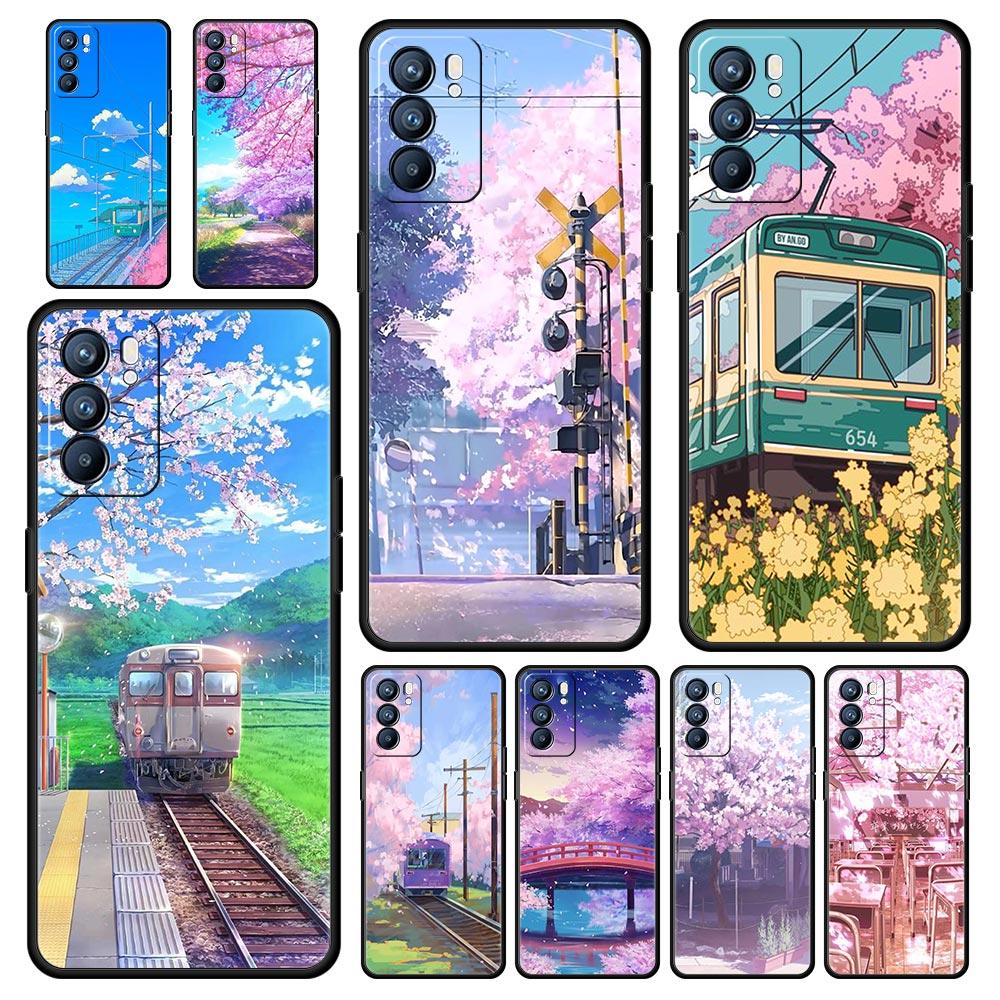 Вишневый японский Traint гора Fuji для Oppo Reno7 Reno6 Pro Plus A54 5G чехол Find X6 X5 A53 A52 A9 A15 A95 A17 A16 A76 A74 крышка