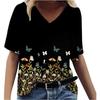 Summer V-neck 3D Abstract Printed Top Fashionable Casual Short Sleeved Women's T-shirts