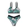 1011 new European and American printed bikini split swimsuit women's summer suspender bikini swimsuit