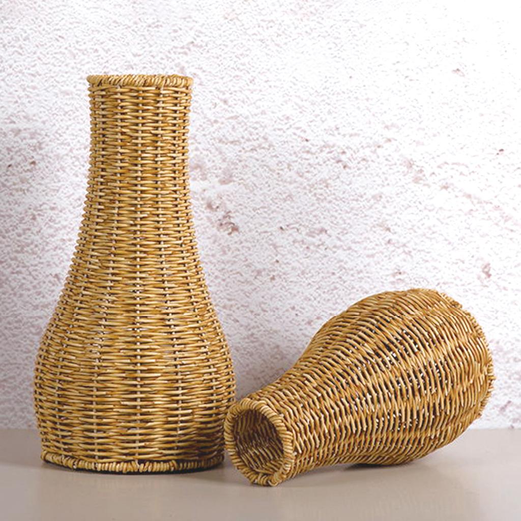Ваза с имитацией плетения из ротанга, декоративная ваза с естественным видом для гостиной и свадебных композиций