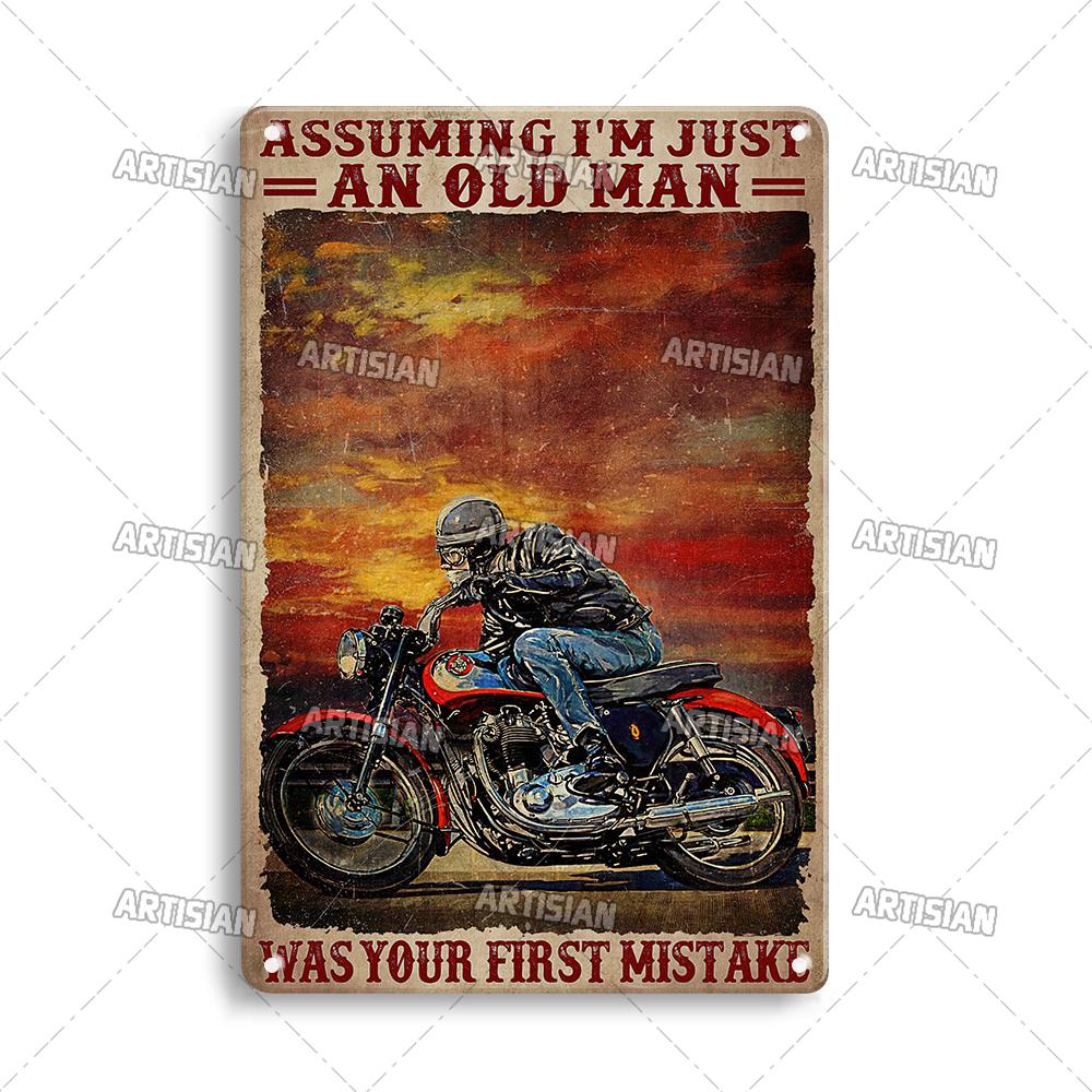 Retro Motorcycle Metal Tin Sign Classic Metal Plaque Man Cave Garage Wall Decorative Rusty Metal Sign Industrial Decor