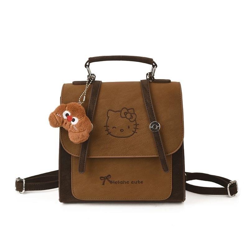 Cartoon Hello Kitty Cat Pu Backpack For Women And Men With Multiple Pockets For Daily Use
