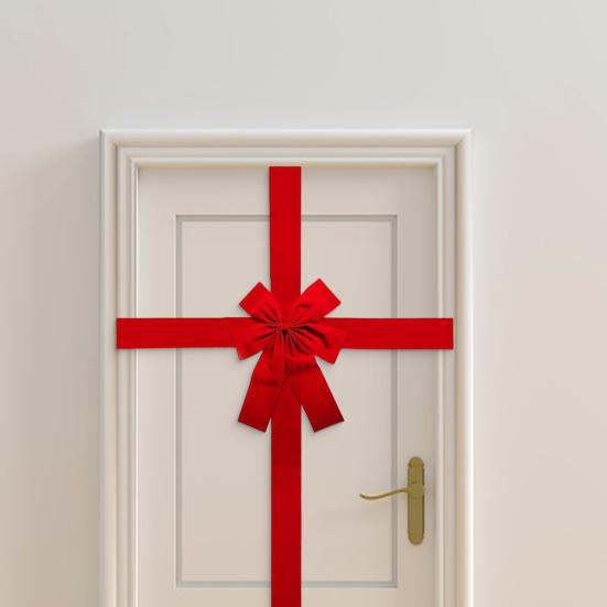Рождественский подвесной бант на входную дверь, праздничные ленты, дверной подвес, DIY праздничный декор для упаковки подарков